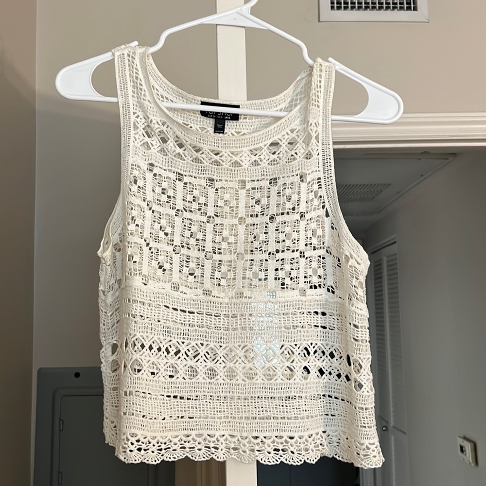 Topshop white lace top